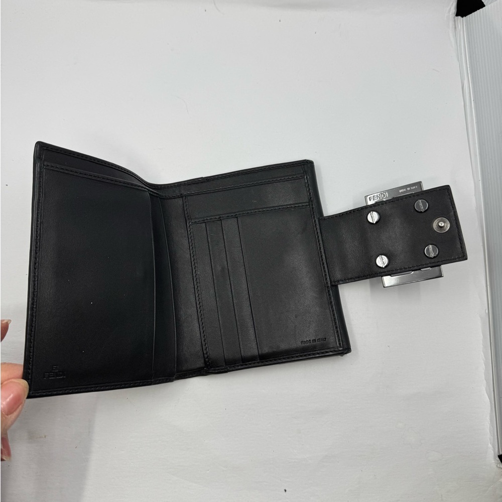 Fendi Black & Brown FF Logo Wallet with Silver Hardware - Picture 6 of 8